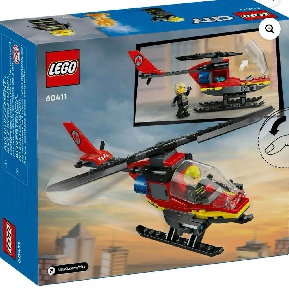 LEGO City Fire Rescue Helicopter Toy, Building Set with Firefighter